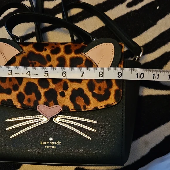 NWOT Kate Spade Leopard Cat Purse with Black and Brown - Picture 5 of 8